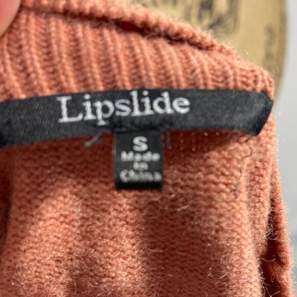 Lipslide Knit Sweater Ruffle Neck and sleeves Ribbed Trim in Pink Size Small - Picture 6 of 8